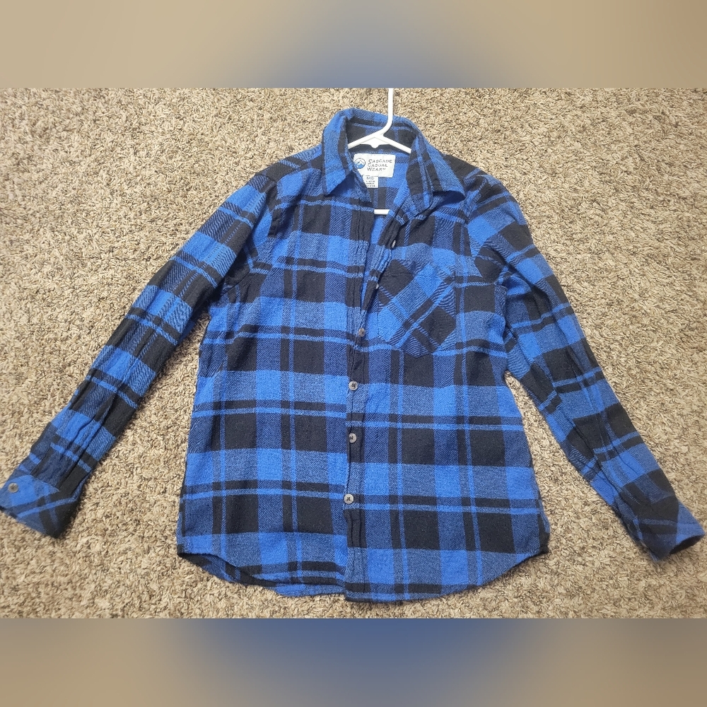 Women's blue and black flannel shirt